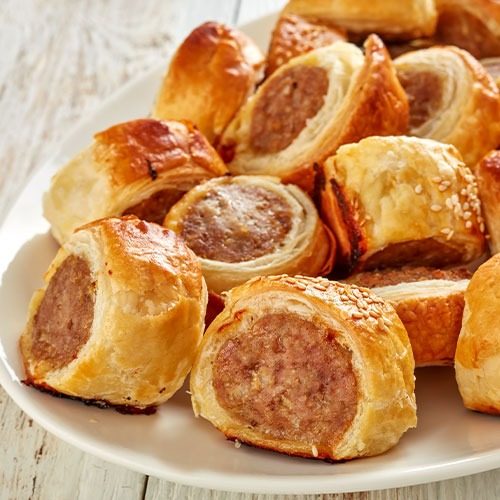 Sausage rolls as part of afternoon tea menus delivered by Midlands Catering Company, Derby